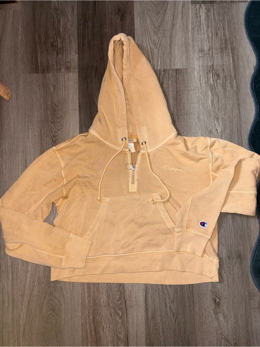 Champion Tan Cropped Hoodie with Front Pocket